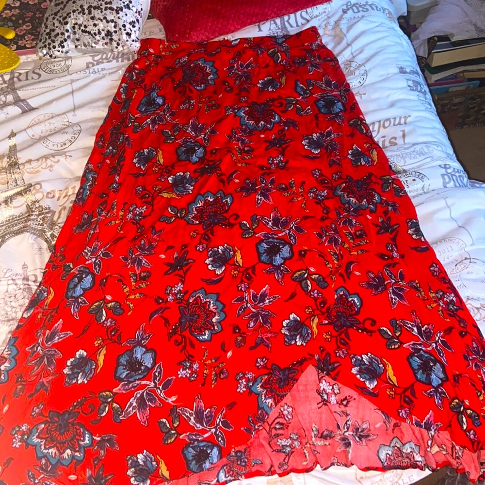 Eyeshadow Long Multicolored Floral Skirt